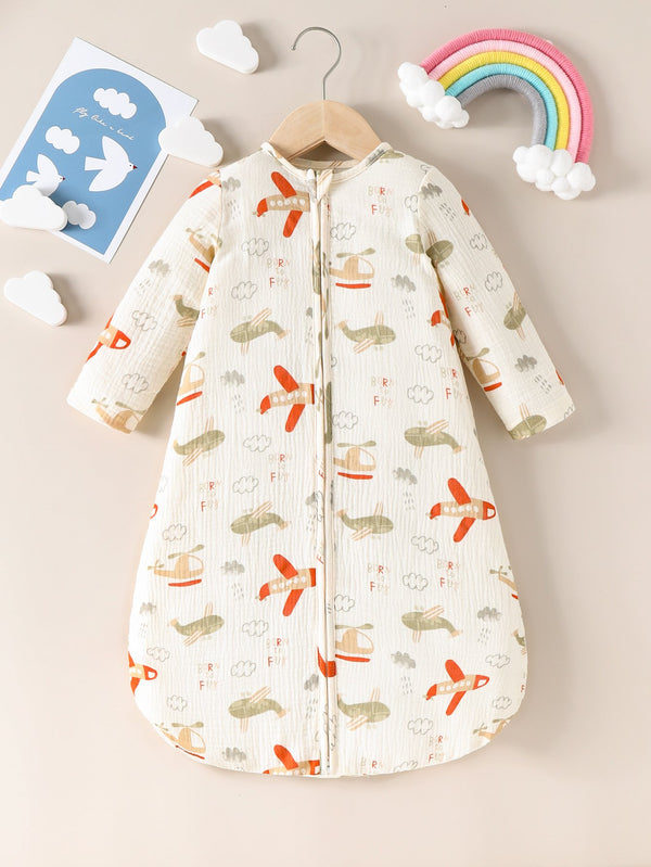 MommbabyBaby cotton cozy cute airplane print sleeping bag hidden zipper fall winter Baby Wholesale Clothes