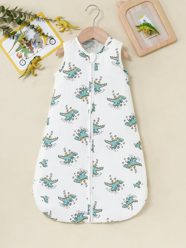 Mom Darling Cartoon Dinosaur Print Baby Sleeping Bag Double Zipper head hidden zipper  for all seasons Baby Wholesale Clothes