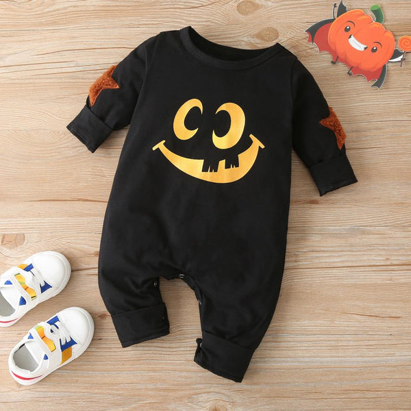 Unisex Fall Baby Long Sleeve Halloween Print Baby Clothes In Bulk