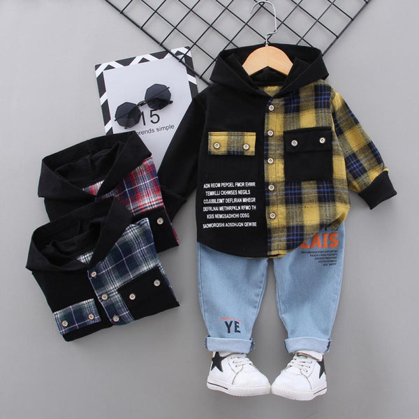 Boys Plaid Shirt Suit Baby Spring Autumn Wholesale Boys Clothes