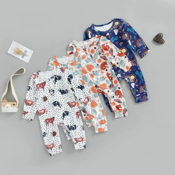 Autumn Baby Cute Cartoon Print Romper Wholesale Baby Children Clothes