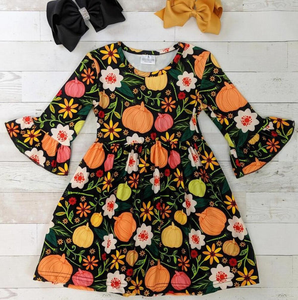 Halloween Girls Ruffle Sleeve Dress Wholesale Girls Dress