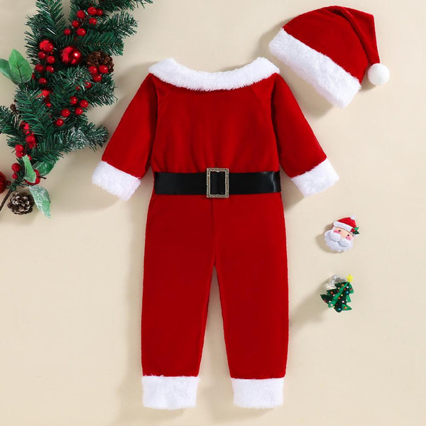 Unisex Autumn Winter Christmas Long Jumpsuit + Hat Wholesale Baby Clothes