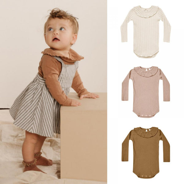 Baby Autumn Lace Collar Pit Strip Knitted Romper Wholesale Baby Clothes